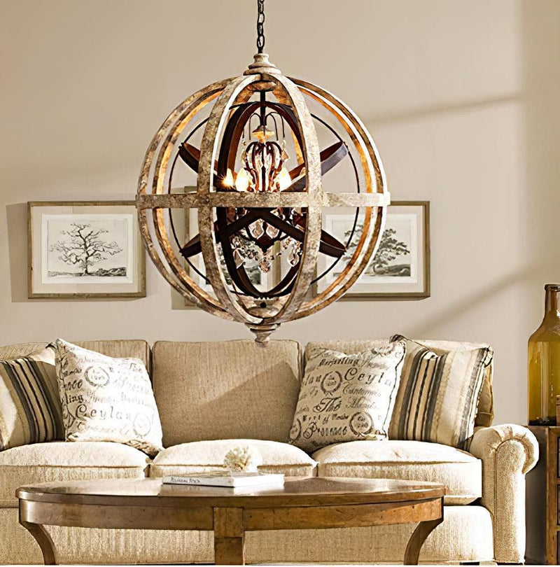 Retro Globe Weathered Chandelier-DWHOME