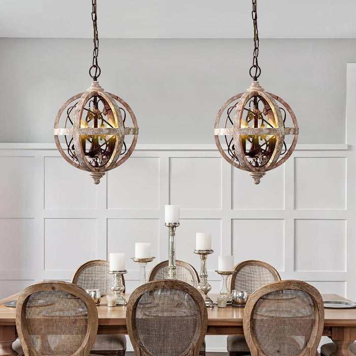 Retro Globe Weathered Chandelier-DWHOME