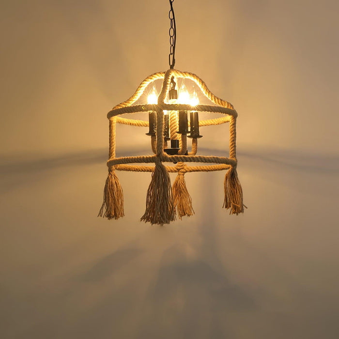 "Lampe suspendue exquise en corde de chanvre rétro - DWHOME"