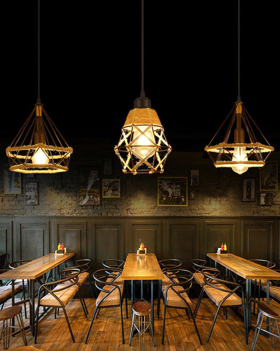 "Lampe suspendue exquise en corde de chanvre rétro - DWHOME"