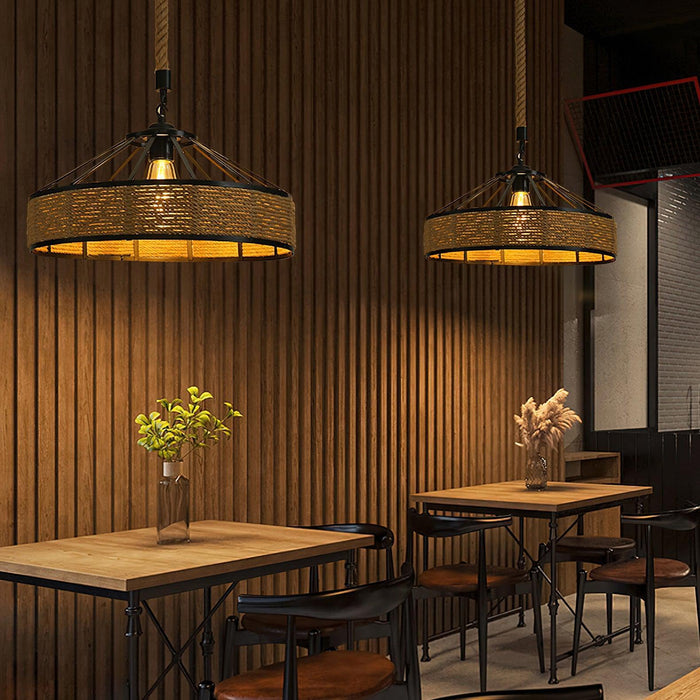 "Lampe suspendue exquise en corde de chanvre rétro - DWHOME"