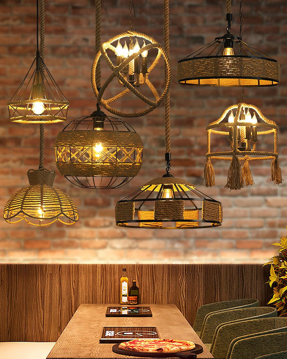 Retro Hemp Rope Exquisite Pendant Light - Vakkerlight