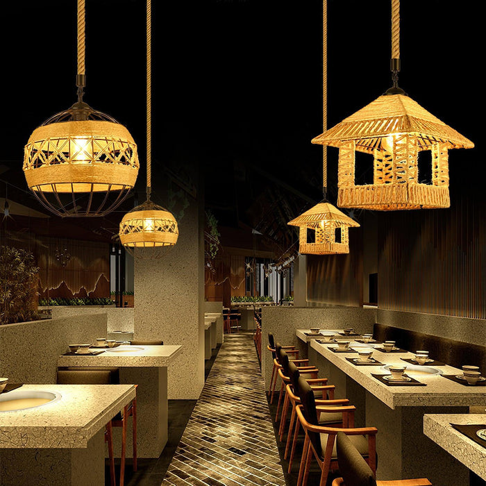 Retro Hemp Rope Interesting Pendant Light-DWHOME