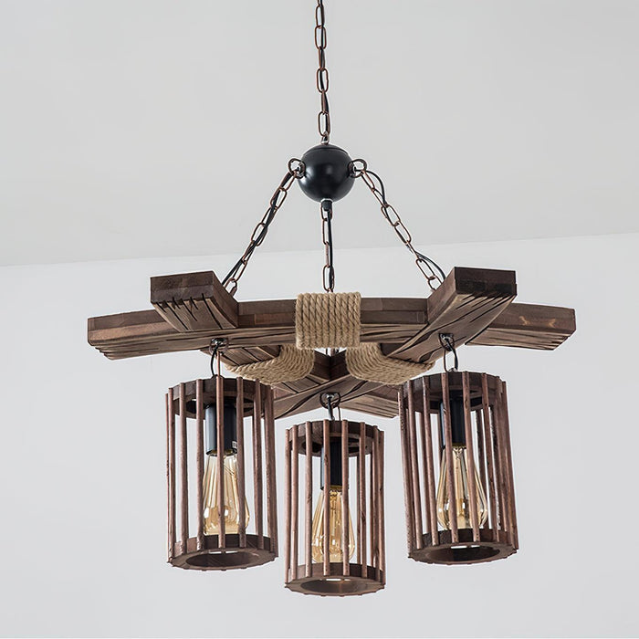 Retro Solid Wood Chandelier - DWHOME