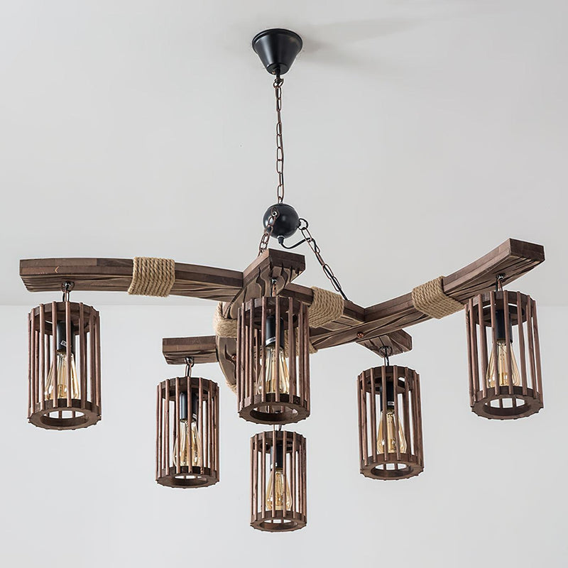 Retro Solid Wood Chandelier-DWHOME