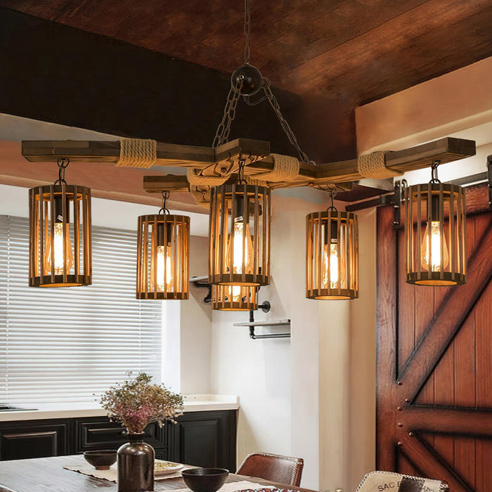 Retro Solid Wood Chandelier - DWHOME