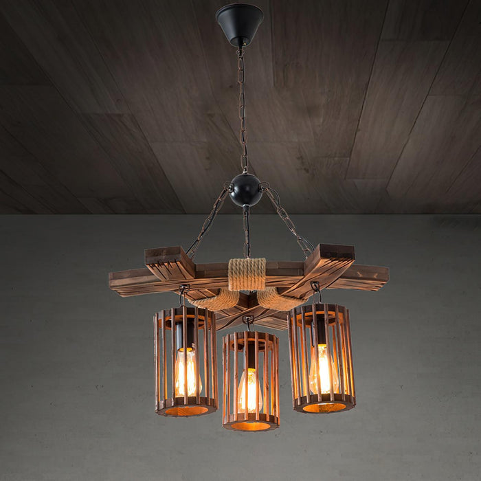 Retro Solid Wood Chandelier - DWHOME