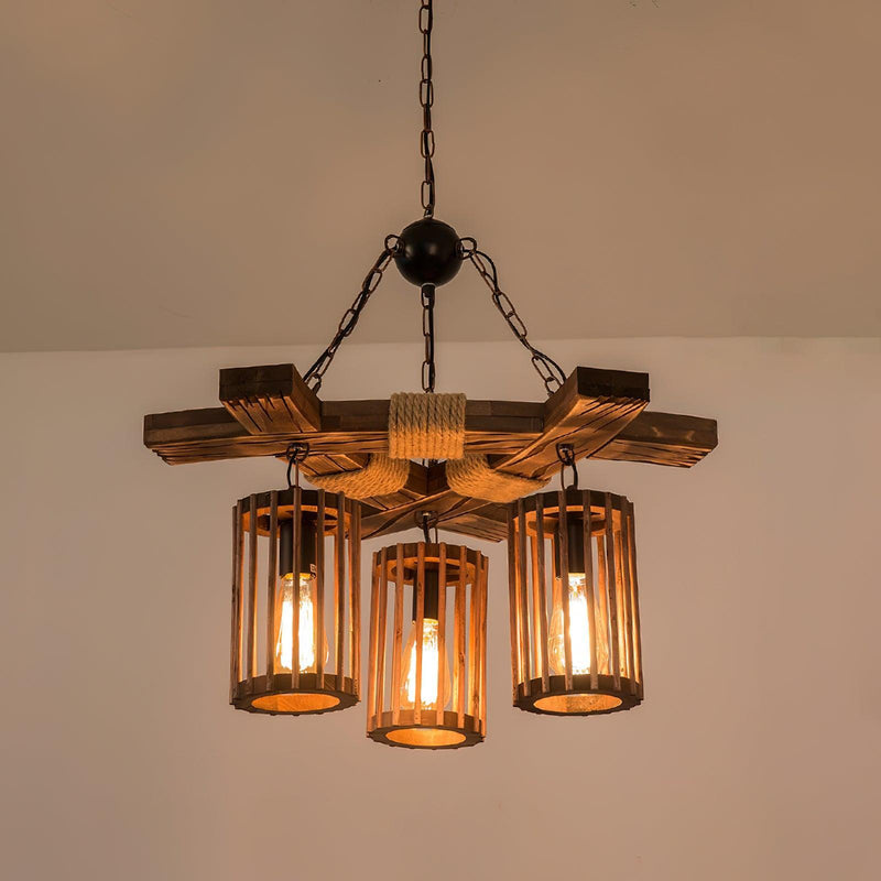 Retro Solid Wood Chandelier-DWHOME