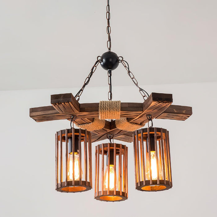 Retro Solid Wood Chandelier - DWHOME