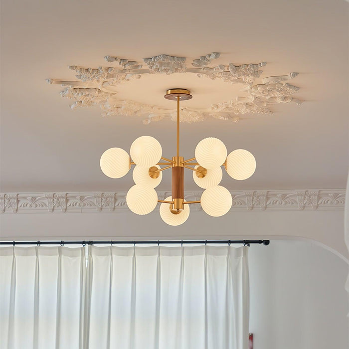 Ribbed Babble Glass Chandelier-DWHOME