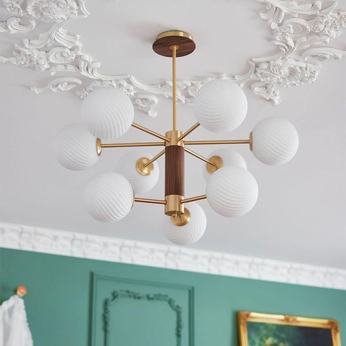 Ribbed Babble Glass Chandelier.