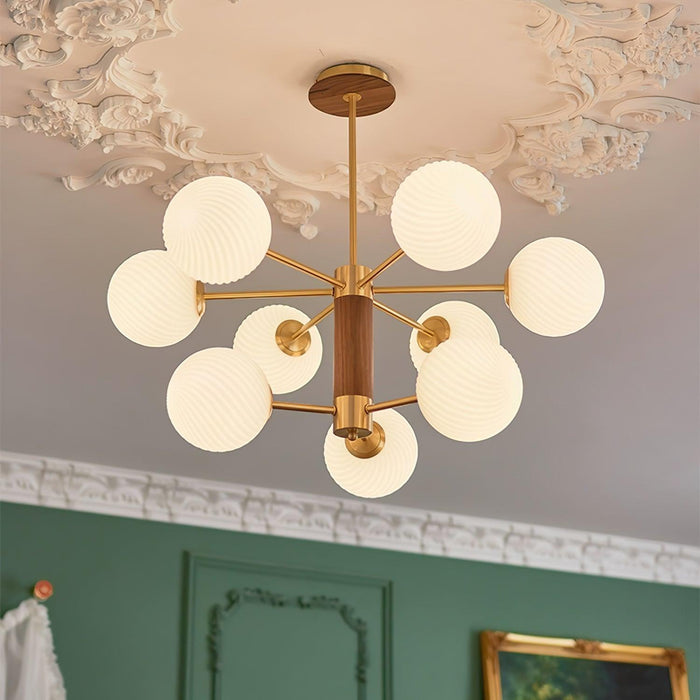 Ribbed Babble Glass Chandelier-DWHOME