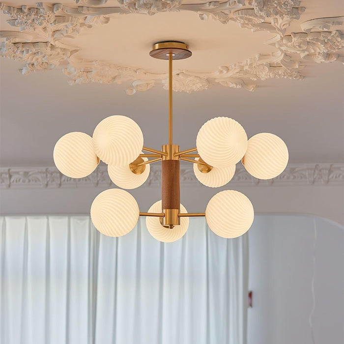 Ribbed Babble Glass Chandelier-DWHOME