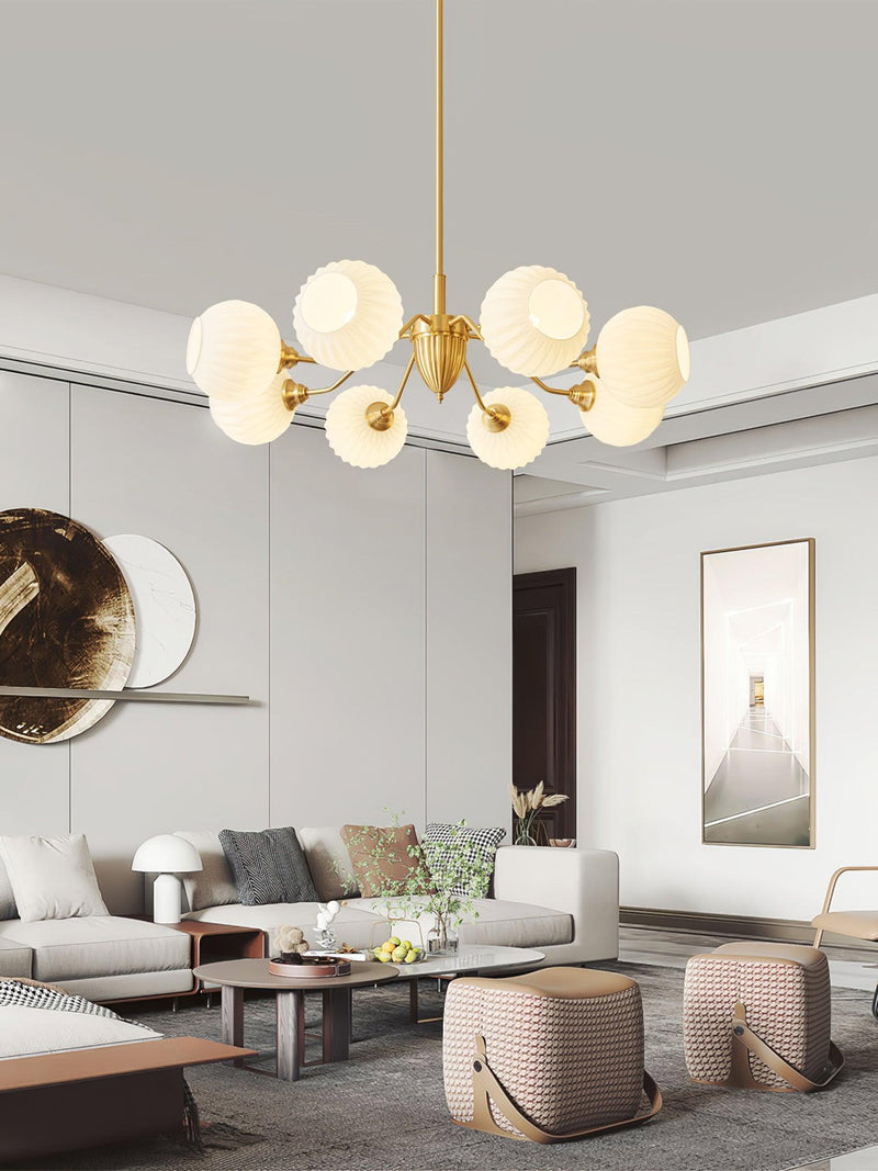Ribbed Glass Ball Chandelier-DWHOME