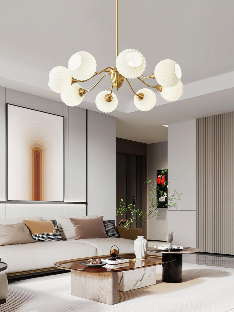 Ribbed Glass Ball Chandelier-DWHOME