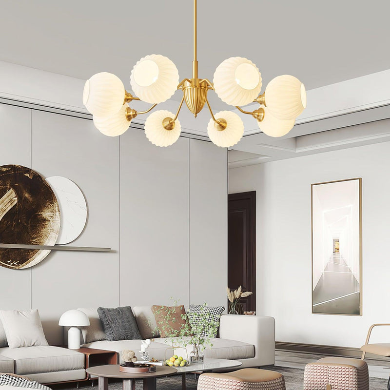 Ribbed Glass Ball Chandelier-DWHOME