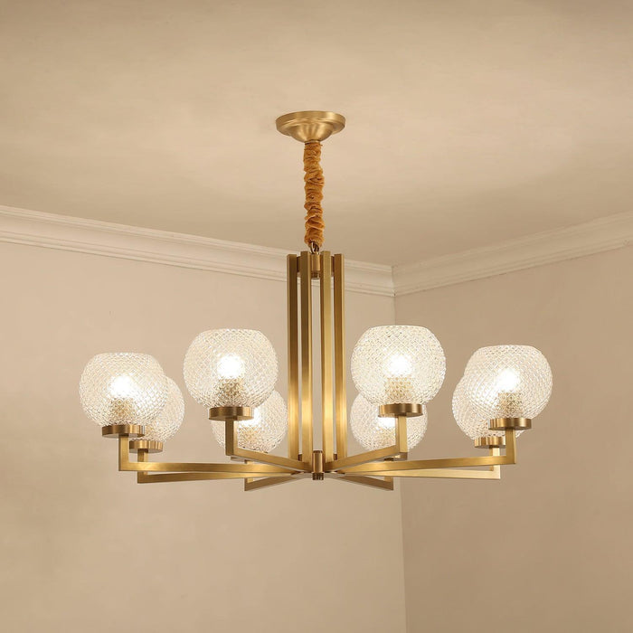 Ribbed Glass Brass Chandelier - DWHOME