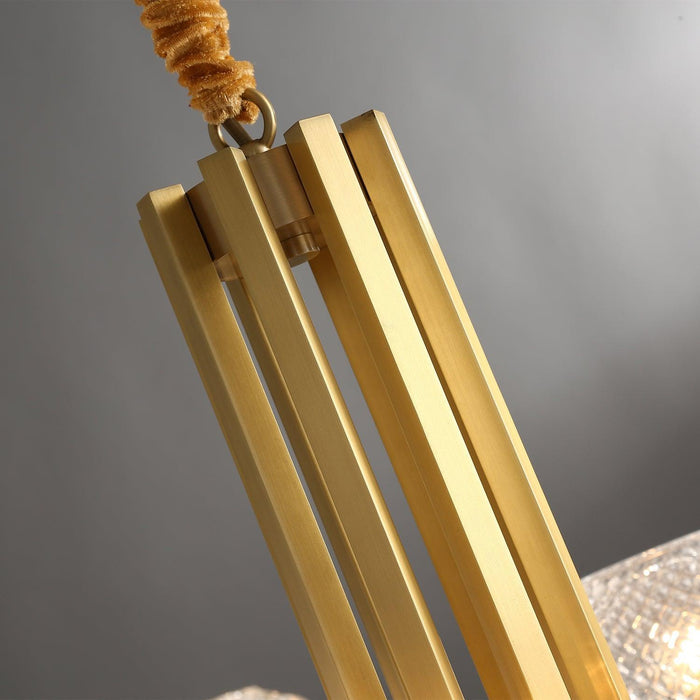 Ribbed Glass Brass Chandelier - DWHOME