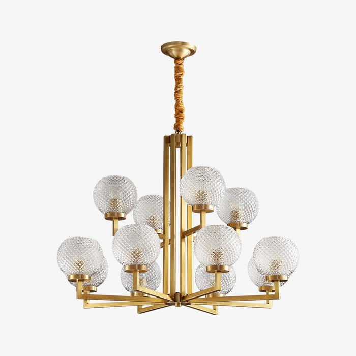 Ribbed Glass Brass Chandelier - DWHOME