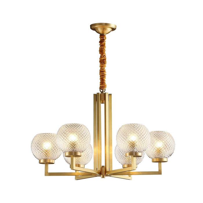 Ribbed Glass Brass Chandelier - DWHOME