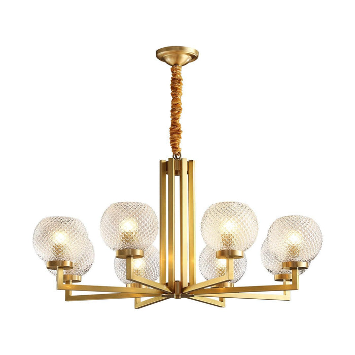 Ribbed Glass Brass Chandelier - DWHOME