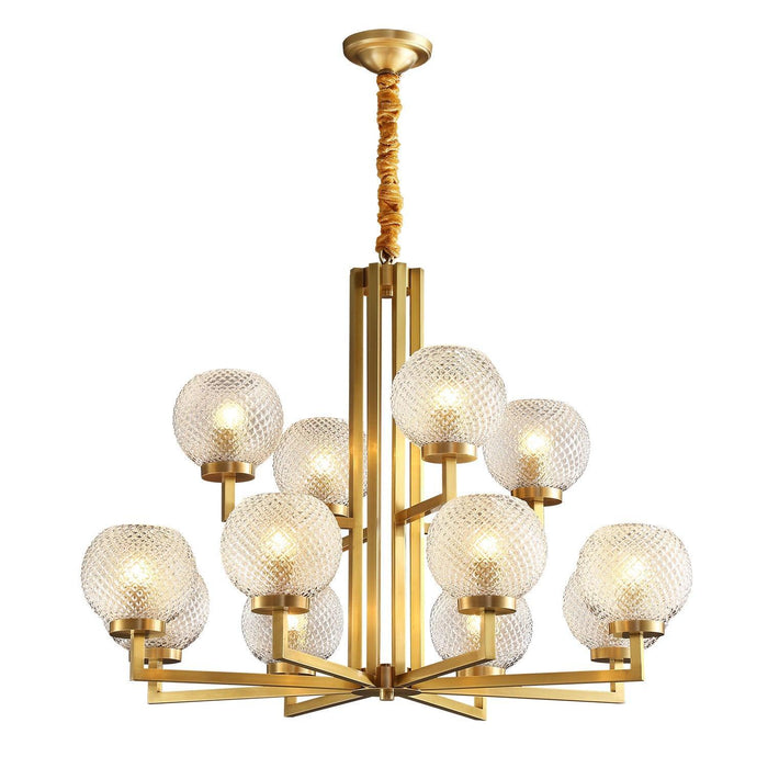 Ribbed Glass Brass Chandelier - DWHOME