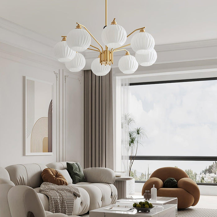 Ribbed Glass Gold Chandelier - DWHOME