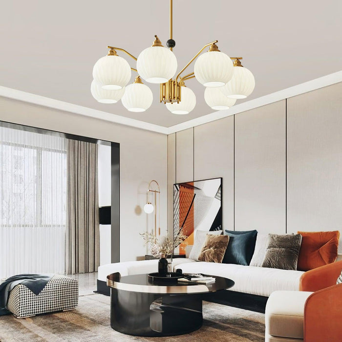 Ribbed Glass Gold Chandelier - DWHOME