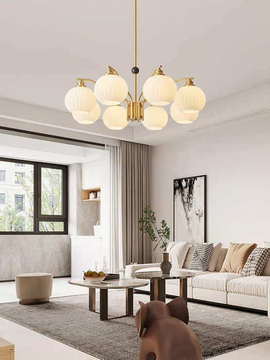 Ribbed Glass Gold Chandelier - DWHOME