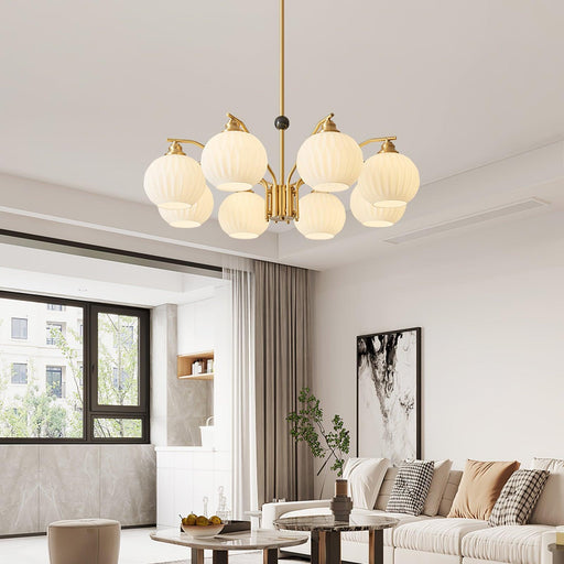 Ribbed Glass Gold Chandelier - DWHOME