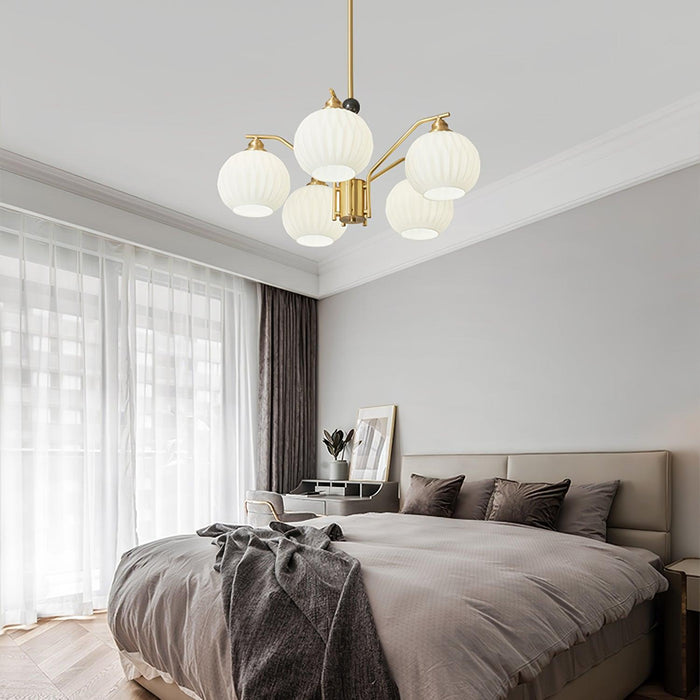 Ribbed Glass Gold Chandelier - DWHOME