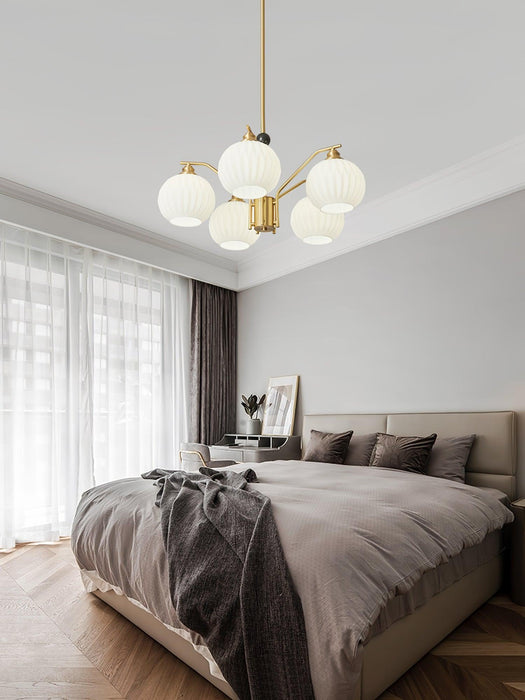 Ribbed Glass Gold Chandelier - DWHOME