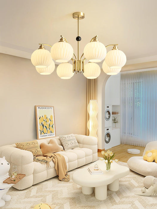 Ribbed Glass Gold Chandelier - DWHOME