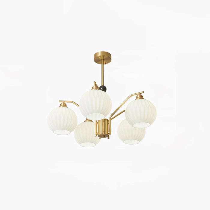 Ribbed Glass Gold Chandelier - DWHOME