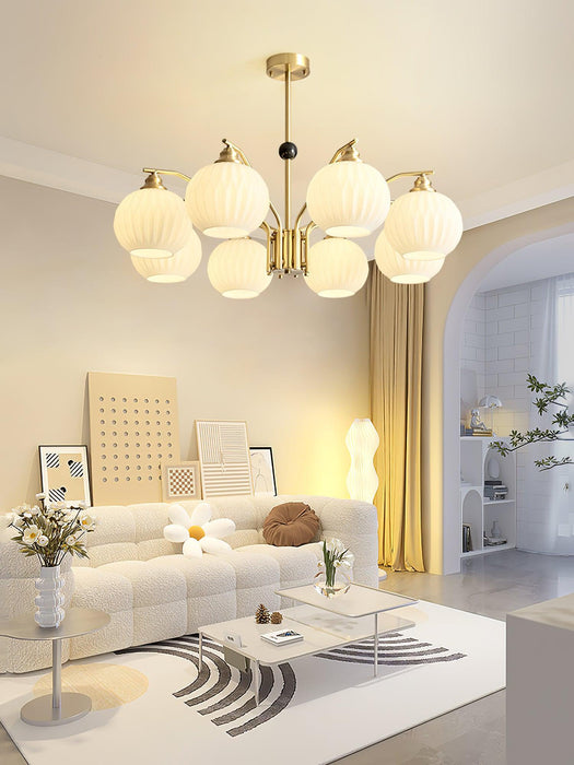 Ribbed Glass Gold Chandelier - DWHOME