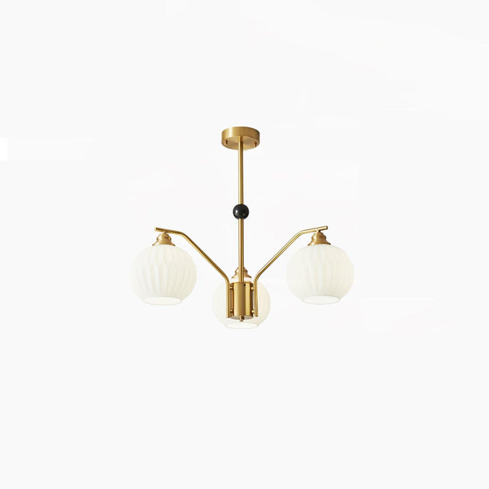 Ribbed Glass Gold Chandelier - DWHOME