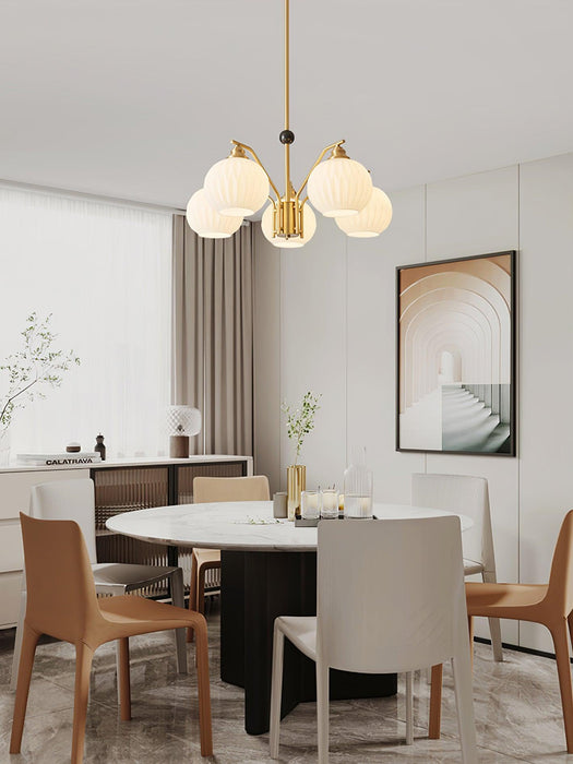 Ribbed Glass Gold Chandelier - DWHOME