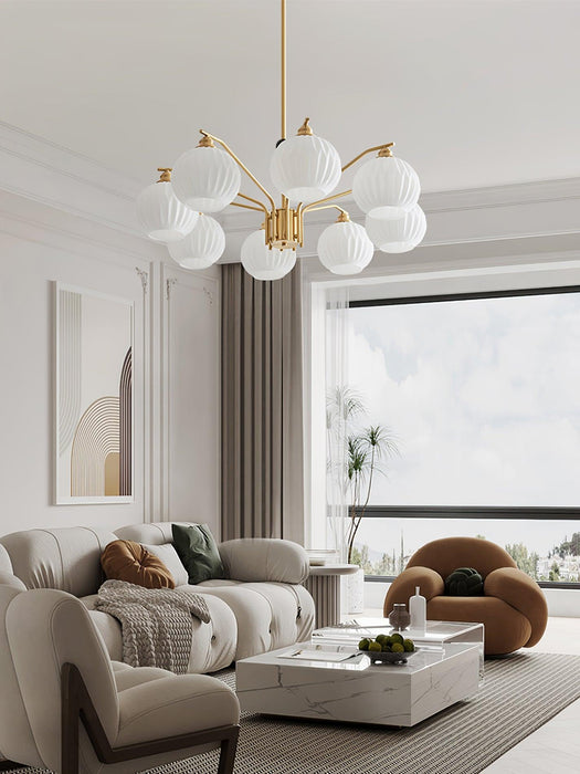 Ribbed Glass Gold Chandelier - DWHOME