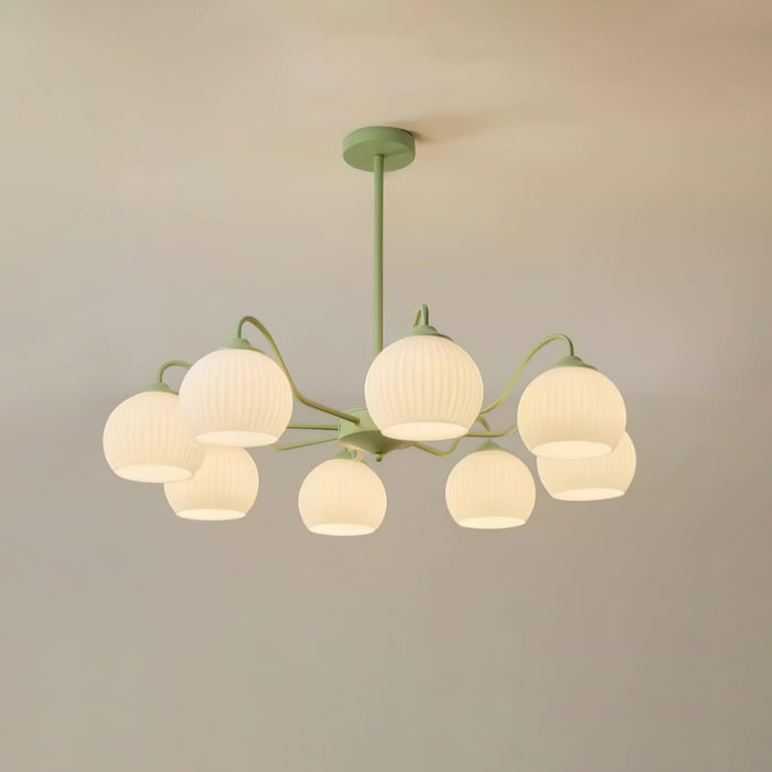 Ribbed Glass Matcha Chandelier - DWHOME