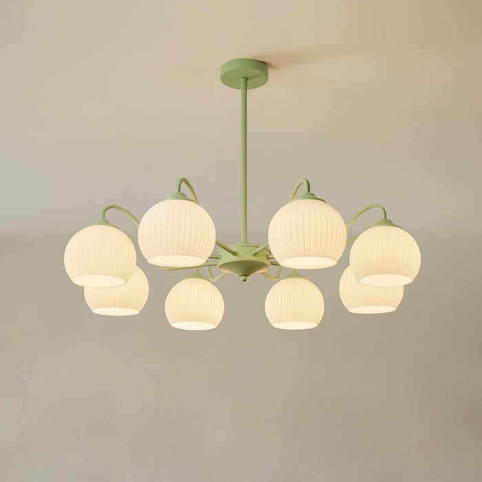 Ribbed Glass Matcha Chandelier - DWHOME