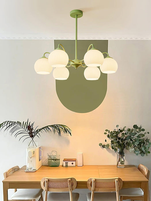 Ribbed Glass Matcha Chandelier - DWHOME