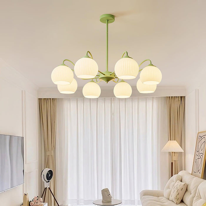 Ribbed Glass Matcha Chandelier - DWHOME