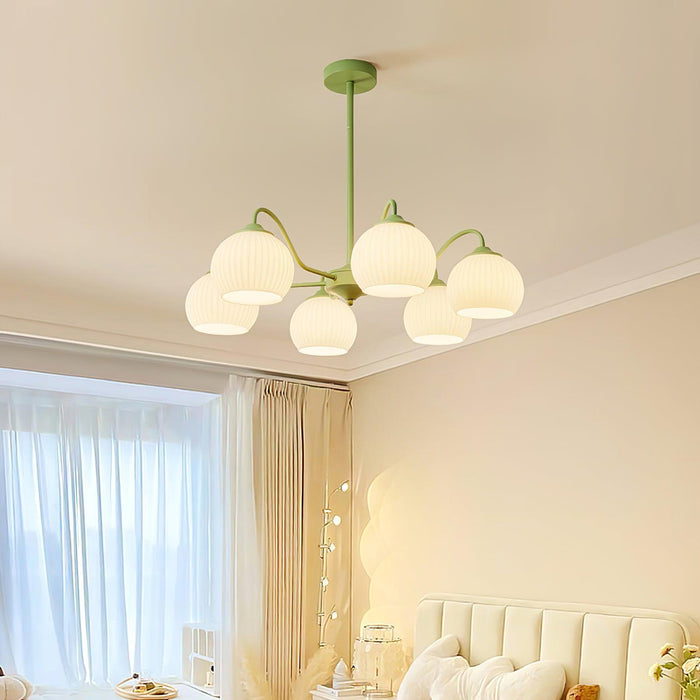 Ribbed Glass Matcha Chandelier - DWHOME