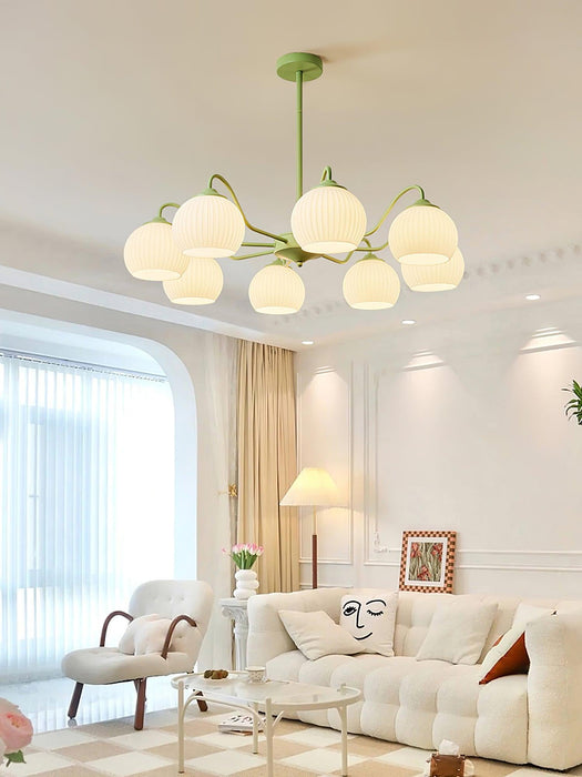 Ribbed Glass Matcha Chandelier - DWHOME