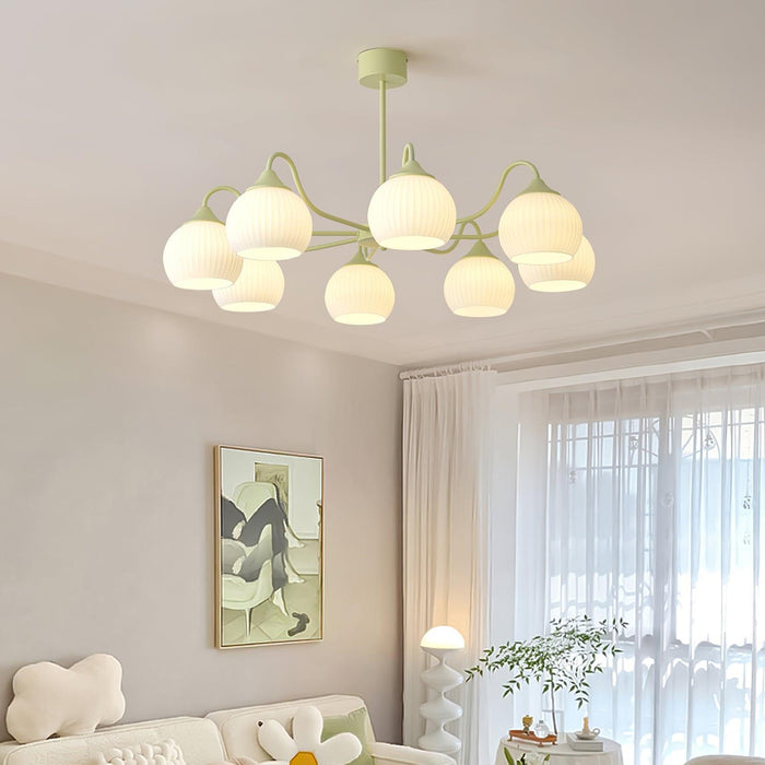 Ribbed Glass Matcha Chandelier - DWHOME