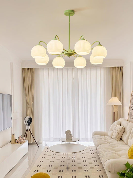 Ribbed Glass Matcha Chandelier - DWHOME