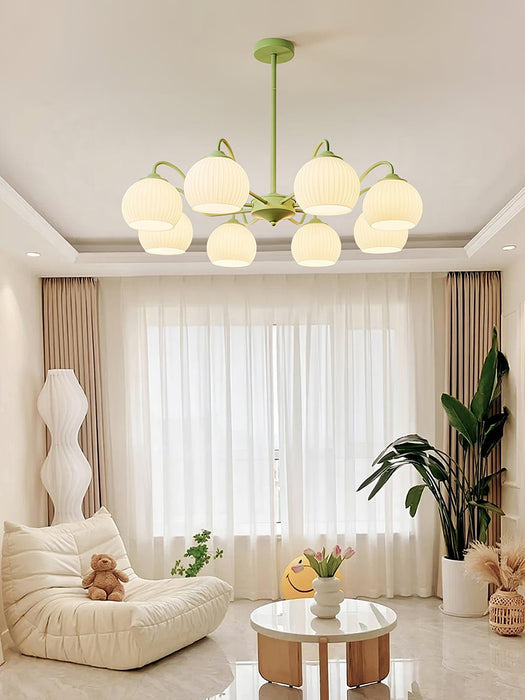 Ribbed Glass Matcha Chandelier - DWHOME