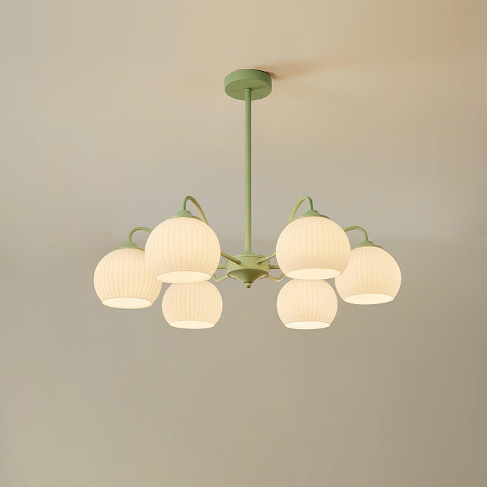 Ribbed Glass Matcha Chandelier - DWHOME