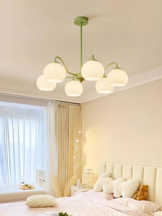 Ribbed Glass Matcha Chandelier - DWHOME