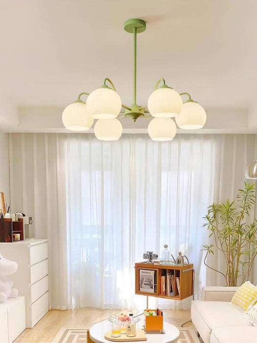 Ribbed Glass Matcha Chandelier - DWHOME